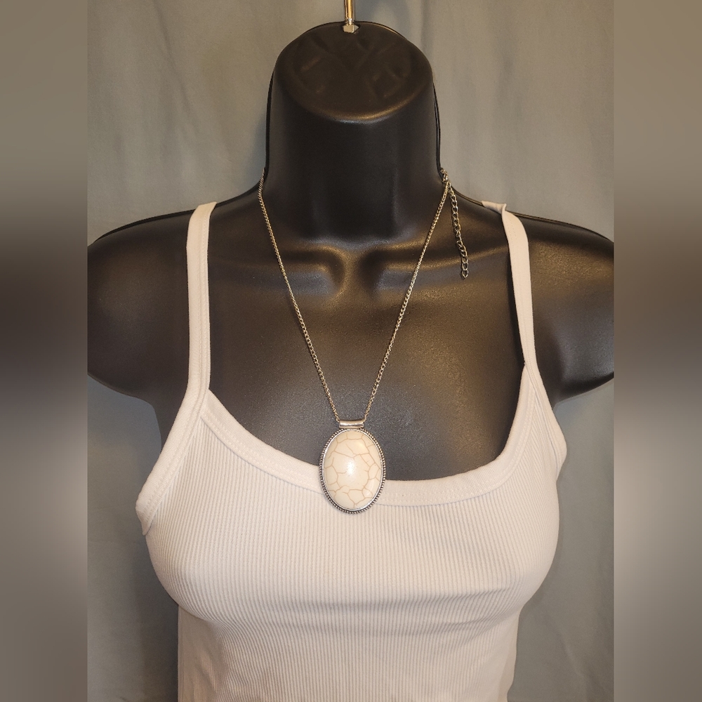 White stone necklace set w/ white stone earrings & white stone cuffed bracelet